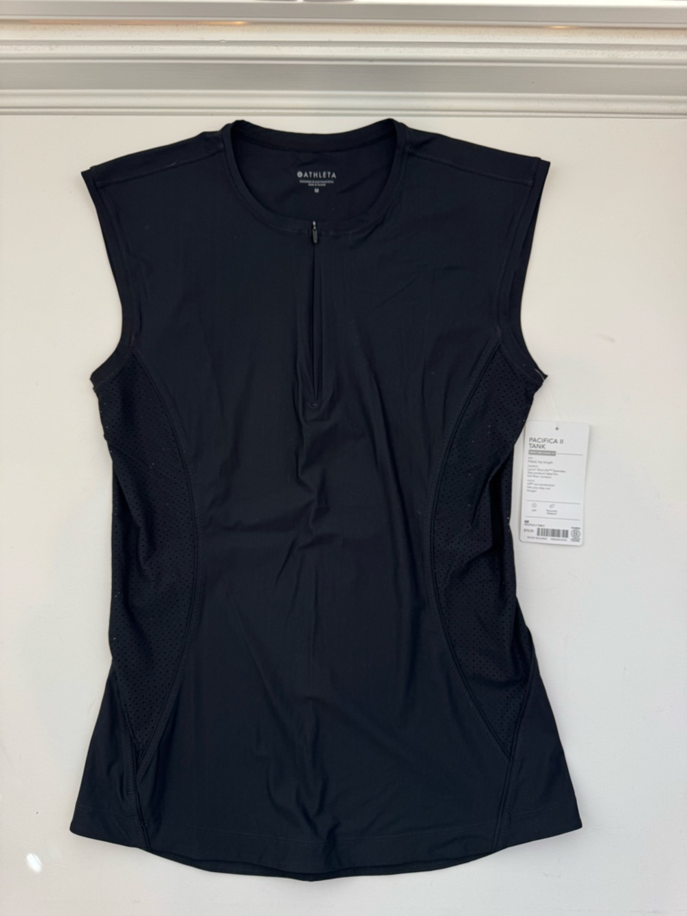 Athleta Pacifica Tank II Black Zip Front Athletic Dress Size M NWT $79